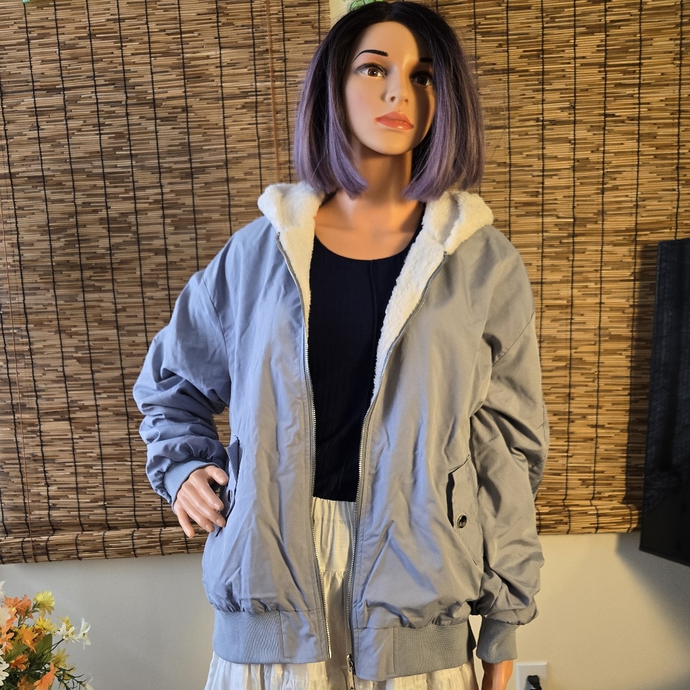 Emmiol Bomber Hooded Jacket Faux Fur Lined